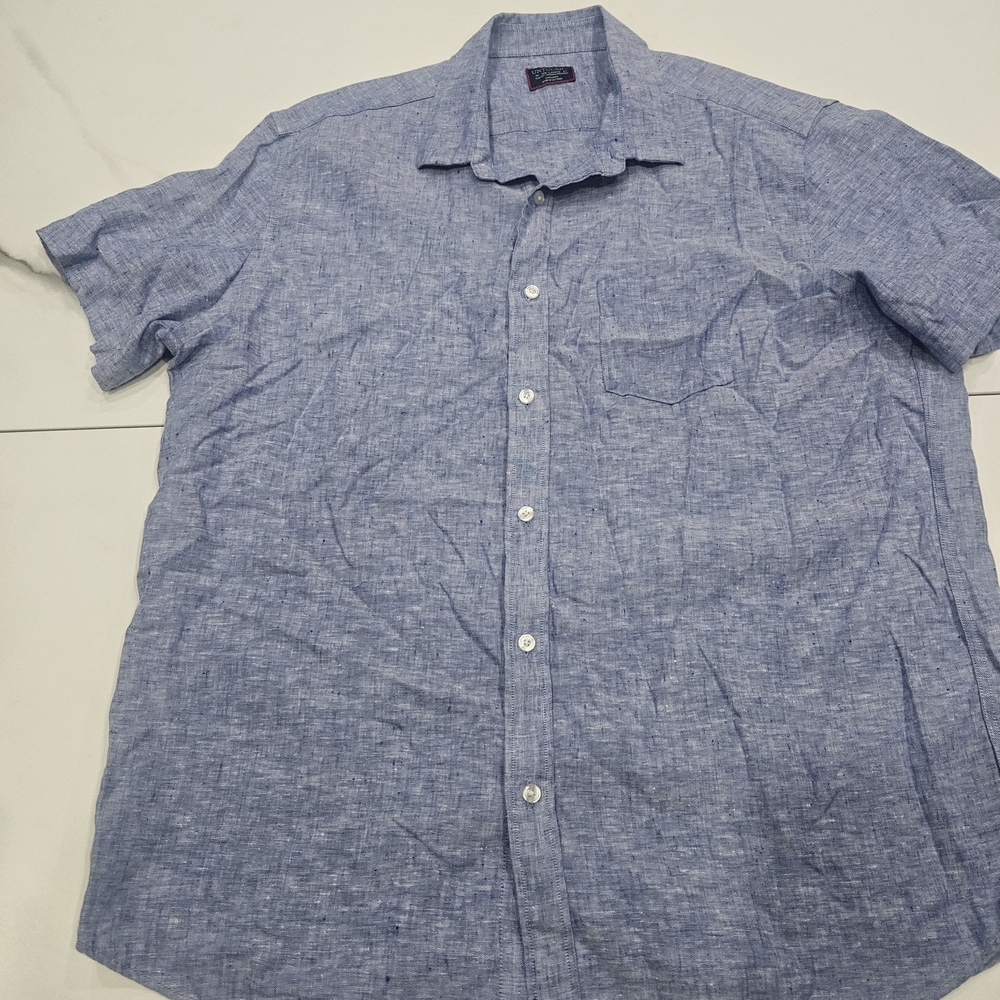100% Linen UNTUCKit Men's Short-Sleeve Button-Down Shirt - Light Blue